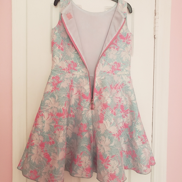 Zoe Ltd Turquoise and Pink Pocket Special Occasion Girls' Dress. Size Girls 14 - Picture 3 of 10